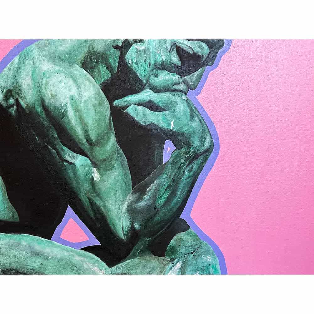 Detalle de Fuck Rodin, obra pintada al óleo por Uturuo