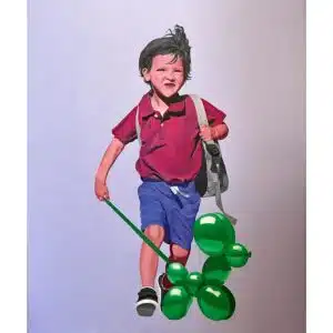 Cuadro pintado al óleo llamado "Paseando a Toby"