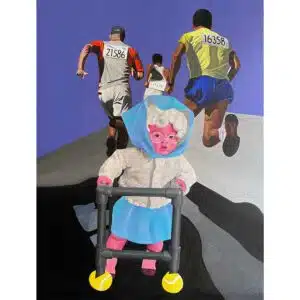 Cuadro pintado al óleo titulado "Contrarreloj I". Primera parte de la trilogía "Contrarreloj"