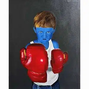 Petit oil (pequeño cuadro pintado al óleo) titulado "La piel que habito" del artista Uturuo.